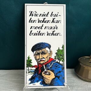Royal Mosa Bia Decorative Dutch Tile Funny
Man Smoking Pipe Wall Hanging